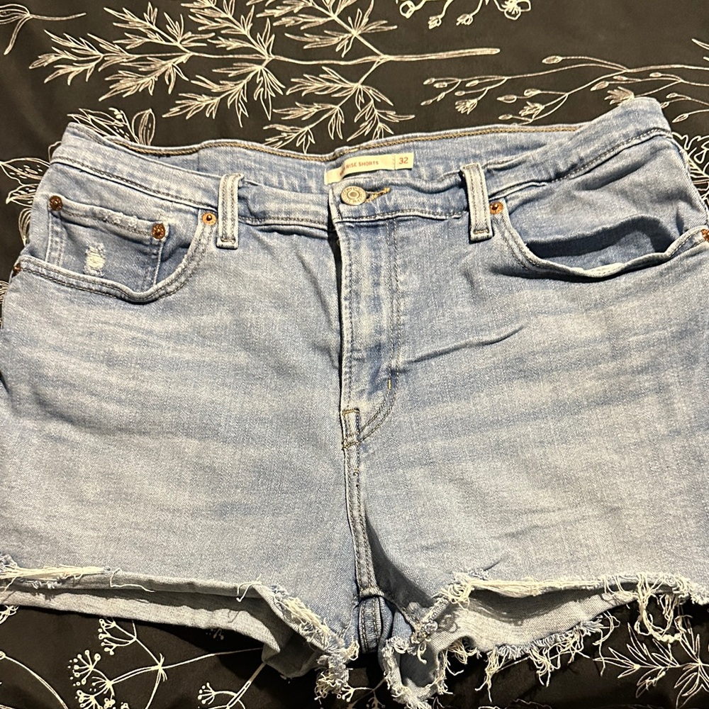 Levi's Light Blue Distressed Denim Cutoff Shorts